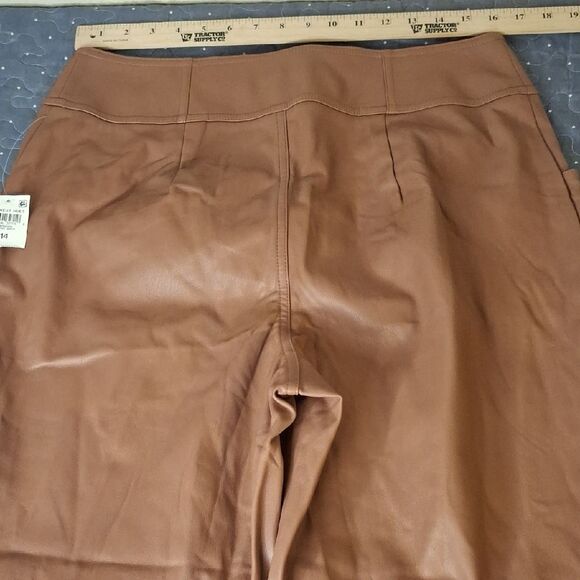 Bar III Brown Faux Leather high rise Pants size 14 NWT - Picture 6 of 7